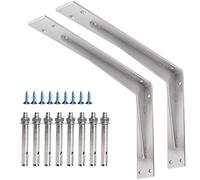 YUMORE Shelf Bracket Heavy Duty 16x10x2 in, 1/5IN Extra Thick Solid L Brackets Stainless Steel Countertop Bar Top Support Brackets Wall Mounted, Includes Hardware, 2 Pack