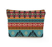 YUMQSEOS Cosmetic Makeup Bag Travel Makeup Bag Organizer Waterproof Makeup Pouch with Zipper Storage Cosmetic Pouch for Women 7x10in, Traditional Indian Pattern, 7x10in