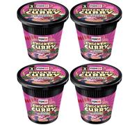Yumsu Chicken Curry Flavour Cup Noodles 4 Pack - 4 x 60g Instant Curry Noodle Cups - Spiced Chicken Curry Style Noodles - Includes Gifty Goodness Shopping List