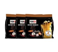 Yumsu Instant Beef Flavour Ramen Noodles Savoury Asian Noodle Soup, Halal Certified, Quick Meal, Dried Instant Noodles (Pack of 15)