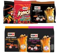 Yumsu Instant Ramen Noodles Variety Bundle Chicken Curry, Special Chicken, Beef, Chilli Fire & Kimchi Flavours Authentic Asian Noodles, Halal, Quick & Easy Meal (Pack of 23)
