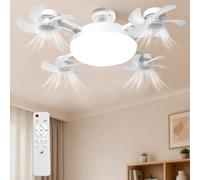 YumSur 4 Heads Drone Ceiling Fan Lights with Remote Control,60W LED 3 Speeds Modern Fan Light Dimmable 3 Color Light Bulb Fan for Bedroom, Living Room,Closet, Garage, Kitchen
