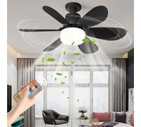 YumSur Ceiling Fan with LED Lights, Ceiling Lamp with Fan and Remote, Timing, 3 Color Dimmable LED, 3 Speeds, Small Electric Fan Lamp for Bedroom Living Room Office and Dormitory (Style04)
