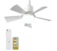 YumSur Ceiling Fans with Lights and Remote,40W E27 Small Ceiling Fan Light,Dimmable Ceiling Fan with 5 Blades,Quiet 3 Speed Fan with Light for Bedroom Living Room (style2 White)