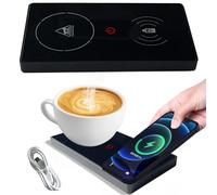 YumSur Coffee Mug Warmer Smart Cup Warmer for Office Desk,Multifunction Electric Beverage Warmer Plate 2 in 1,USB Heating Coaster Drink Warmer for Cocoa, Tea, Milk (Black)