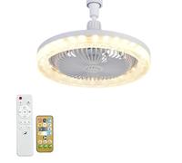 YumSur LED Ceiling Fan with Lights, 30W Ceiling Fan Lights with Remote Control, 3 Color Dimmable LED, 3 Speeds, E27 Modern Fan Lighting for Living Room, Dining Room, Bedroom, Office (Style 6)