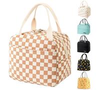 YumSur Lunch Bag Insulated Tote Bag Lunch Box Resuable Cooler Bag Lunch Container Waterproof Lunch Holder for Women,Men,Student and Kid (Brown Check)