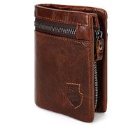 YumSur Mens Leather Wallet, Genuine Leather Wallet, RFID Blocking Men's Wallets Credit Card Holder Coin Pocket Purse External Card Bag, Tri-Fold Wallet for for Valentine's Day, Father's Day