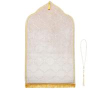 YumSur Prayer Mat Muslim Prayer Rugs with Prayer Beads Soft Flannel Islamic Prayer Mat Turkish Praying Carpet Large Size Area Rugs Ottoman Blankets Ramadan Gift for Men Women（Camel）