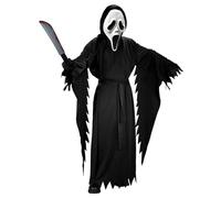 YumSur Scream Mask & Ghostface Costume + Gloves+ Bleeding Machete - Ghost Face Halloween Outfit with Scary Movie-Inspired Mask - Fancy Dress Set