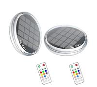 YumSur Solar Floating Pool Light, Pack of 2 Pool Lighting, Underwater Solar Remote Control, 12 Colour Modes, Timer, IPX7 Waterproof Pond Lighting for Whirlpool, Party, Ponds, Lawn, Bathtub, Decoration