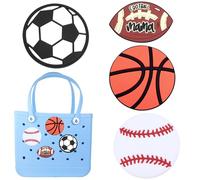 Yumttero 4Pcs Sports Ball Style Charms for Bogg Bag Accessories Compatible with Bogg Bag Original All Models, Insert Soccer Baseball Basketball Rugby Charms for Handbag Beach Tote Bag