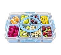 YUMUN Snackle Box Container,Clear Snack Box Organizer for Fruits, Candy, Charcuterie,Snacks,Perfect for Party, Entertaining,Travel & Beach (Snackle 8 Blue)
