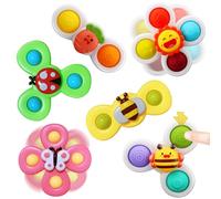 Yumuwind 6PCS Suction Cup Spinner Toys With Silicone Bubbles for Babies - Bath and Window Sensory Toy, Anxiety Relief Travel Toy for 1+ Years Old