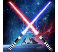 Yumuwind Star Wars Lightsaber - 2 Pack Light Up Saber with Sound, 7 Colors Changeable Lightsaber, Retractable Light Saber Sword Toys for Halloween Dress Up Parties, Xmas Gift