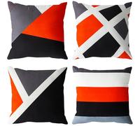 YUMYDG Set of 4 Cushion Covers 45 x 45cm Modern Abstract Simple Geometric Stripe Splicing Acrylic Bold Decorative Pillow Cases Home Decor Square Cushion Cover 18x18 Inches