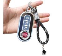 Yumzeco Car Key Case Compatible with Fiat with Bling Diamonds Keychain,3 Buttons Key Fob Case for 500 Brava Bravo Doblo Ducato Fiorino Punto Panda Palio Qubo Scudo,TPU Silicone KeyCase Cover-Black
