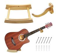 Yumzeco Guitar Wall Stand,Acoustic Guitar Wall Horizontal Hanger Padded, Mount Hardwood, Universal Bracket for Banjo Mandolin Stand Rack Hook Adjustable