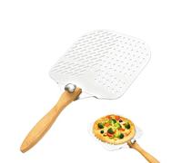 Yumzxin 12" Aluminum Pizza Peel - Perforated Non-Stick Pizza Paddle with Foldable Wooden Handle for Outdoor Ovens & Artisan Breads