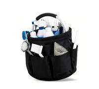 Yumzxin 17L Foldable Cleaning Caddy with Handle, Portable Organizer Storage Bag for Housekeeping Supplies, Garden Tools, Toiletries, Crafts & Camping (Black)