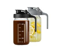 Yumzxin 2 Pack 32oz Glass Milk Pitcher with Leakproof Lid & Pour Spout - Wide Mouth Mason Jar for Liquid Storage, Iced Tea, Cold Brew, Juice (Black & Gray)