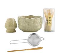 Yumzxin 5-Piece Matcha Whisk Set with Bamboo Chasen, 18oz Ceramic Bowl, Sifter, Scoop & Holder for Matcha Tea Preparation