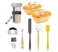 Yumzxin Sourdough Starter Kit for Beginners with 22oz Jar, 2 Silicone Proofing Baskets, Dough Scraper, Lame - Complete Artisan Bread Baking Supplies Set