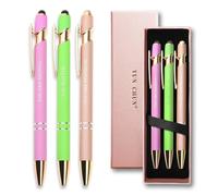 YUN CHUN 3PCS Fancy Pens for Women, Cute Ballpoint Pens Set with Stylus Tip, Best Pen Gift Set for Mom, Pretty Black Ink Pens with Positive Influence Words, Elegant Nice Writing Pens for Women