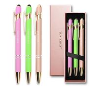 YUN CHUN 3PCS Fancy Pens for Women, Cute Ballpoint Pens Set with Stylus Tip, Best Pen Gift Set for Mom, Pretty Black Ink Pens with Positive Affirmation Words, Elegant Nice Writing Pens for Women