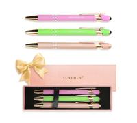 YUN CHUN 3PCS Fancy Pens for Women, Cute Ballpoint Pens Set with Stylus Tip, Best Pen Gift Set for Mom, Pretty Black Ink Pens with Self Affirmation Words, Elegant Nice Writing Pens for Women