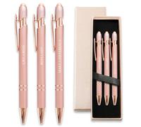 YUN CHUN 3PCS Fancy Pens for Women, Cute Ballpoint Pens Set with Stylus Tip, Best Pen Gift Set for Mom, Pretty Black Ink Pens with The Boss Lady Words, Elegant Nice Writing Pens for Mum, Pink