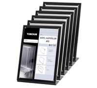 YUN CHUN A5 Acrylic Sign Holder, 6 Pack Magnetic A5 Menu Holder for Restaurant, L-Shape Table Stands for Wedding, Office Use, A5 Leaflet Holder for Store and Hotel, Perspex Display Stand, Black