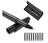 YUN CHUN Fine Nib Fountain Pen for Writing, Refillable Metal Ink Pens with 5 Black and 5 Blue Ink Cartridges, Best Pen Gift Set for Men & Women, Business Executive Professional Pen for Work, Black