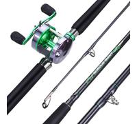Yun Nong Fishing Rod and Reel Combo,2-Piece Travel Fishing Rod with EVA Non-Slip Handle,Aluminum Reel Seat for Catfish,Bass,Salmon and Steelhead Fishing