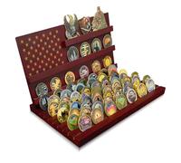 YUN RUI 11 Rows Challenge Coin Display, Removable Military Coin Holder Display with American Flag, Wooden Coin Display Case Rack Holds 95-106 Coins,Red