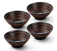 YUN TAO Ceramic Ramen Bowls Set of 4, 35 oz Large Japanese Style Serving Bowls for Salad,Udon, Soba, Pho,Pasta, Asian Soup Noodle(Black)