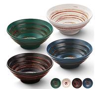 YUN TAO Ramen Bowl Set, 1035ml Large Multicolor Ceramic Ramen Bowls Set of 4, Deep Soup Bowls, Japanese Asian Pho Noodle Bowls for Daily Use