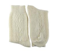 YUN Women's Natural Pure 100% Wool Traditional Warm Boot Winter Socks - Ivory -