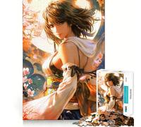 Yuna Final Fantasy X Artwork Jigsaw Puzzles1000 Pieces Cognitive Train Fun Flawless Interlocking Pieces Birthday Gift Brain Teaser Toy (50x75cm)
