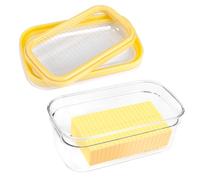 YUNAI Butter Dish with Lid, Plastic Airtight Butter Holder Dispenser Container with Cover for Counter Refrigerator, 280g Butter Slicer Cutter for West/East Coast Butter, 18.4 x 11.2 x 7.5 cm