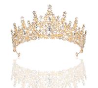 YUNAI Gold Crown Tiaras for Women, Crystal Birthday Crown for Wedding Party Prom, Rhinestone Queen Princess Crown Headband for Ceremony Costume Pageant, Bride Headpieces Jewelry Hair Accessories