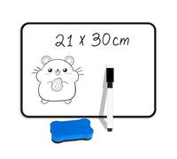 YUNAI Small Mini Whiteboard with Pen and Eraser, Double Sided A4, Portable Durable Dry Erase Whiteboard Set for Classroom, Home, Office