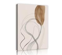 YUNART Abstract Wall Art Framed Twist Stroke Minimalist Line Art on Beige Background Modern Canvas Artwork for Living Room Office 60x90cm Innerframe