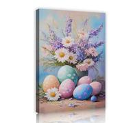 YUNART Easter Egg Canvas Wall Art Flower Arrangement in Spring Painting Rustic Easter Nature Wall Art Farmhouse Wall Decor for Living Room 70x100cm Innerframe