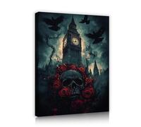YUNART Halloween Decorations Indoor Scary Wall Decor Gothic Horror Poster Castle Haunted House Mansion Wall Art Decor Party Supplies 75x95cm Innerframe