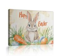 YUNART Happy Easter Bunny Wall Art Decor Easter Egg Canvas Prints Fresh Carrots Wall Decor Farmhouse Pictures Spring Poster for Home 70x100cm Innerframe