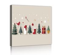 YUNART Modern Minimalist Christmas Canvas Wall Art Xmas Tree Gifts and Socks Holiday Wall Decor for Living Room Cozy Seasonal Home Decor 70x70cm Innerframe