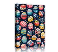 YUNART Spring Easter Eggs Vintage Wall Decor Framed Canvas Painting Wildflower Field Wall Art Artwork for Living Room Playroom 55x82cm Innerframe