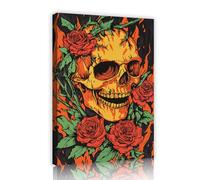 YUNART Vintage Halloween Wall Art Prints Japanese Ukiyo-E Style Rose Skull Canvas Artwork Aesthetic Farmhouse Pictures Poster Home Decor 70x100cm Innerframe