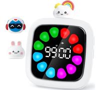 Yunbaoit Digital Visual Timer for Kids, Rechargeable 99-Minute Silent Countdown Timer with 19 Ringtones, 9 Optional DIY Color Petal Display, Time Management Tool with Pause Function (3 Dolls)